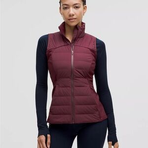 Lululemon Down for it All vest. Beautiful Maroon Color. EUC! Size 8